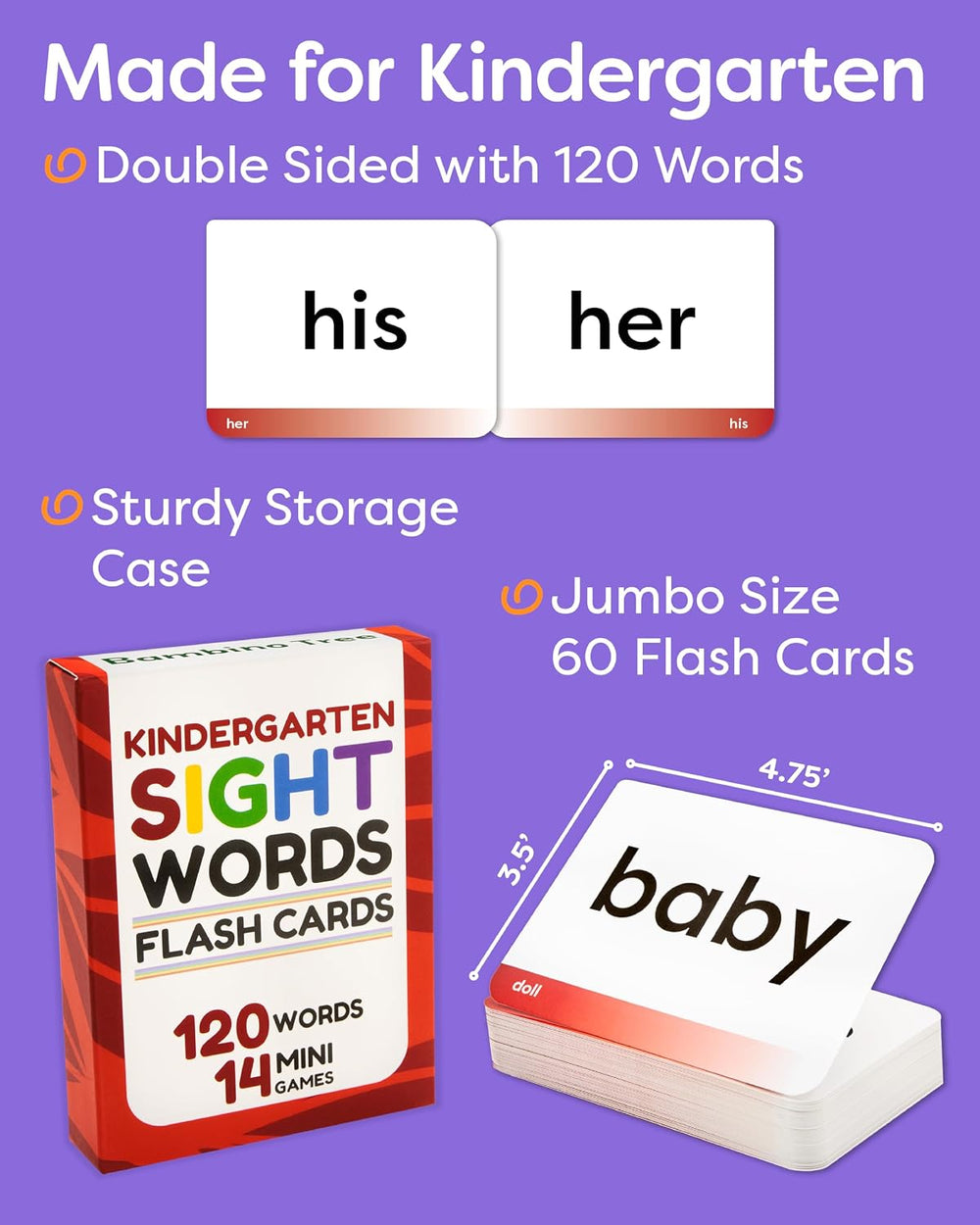 THE BAMBINO TREE Kindergarten Sight Words Flash Cards