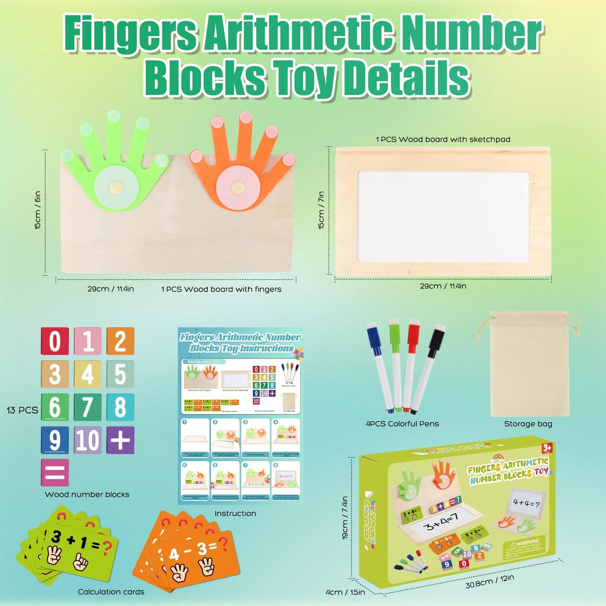 RECEKA Wooden Number Blocks