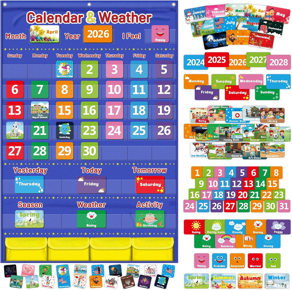 AKAYOK Classroom Calendar Pocket Chart