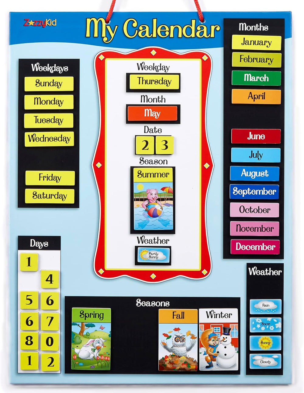 ZazzyKid Magnetic Calendar & Weather Chart