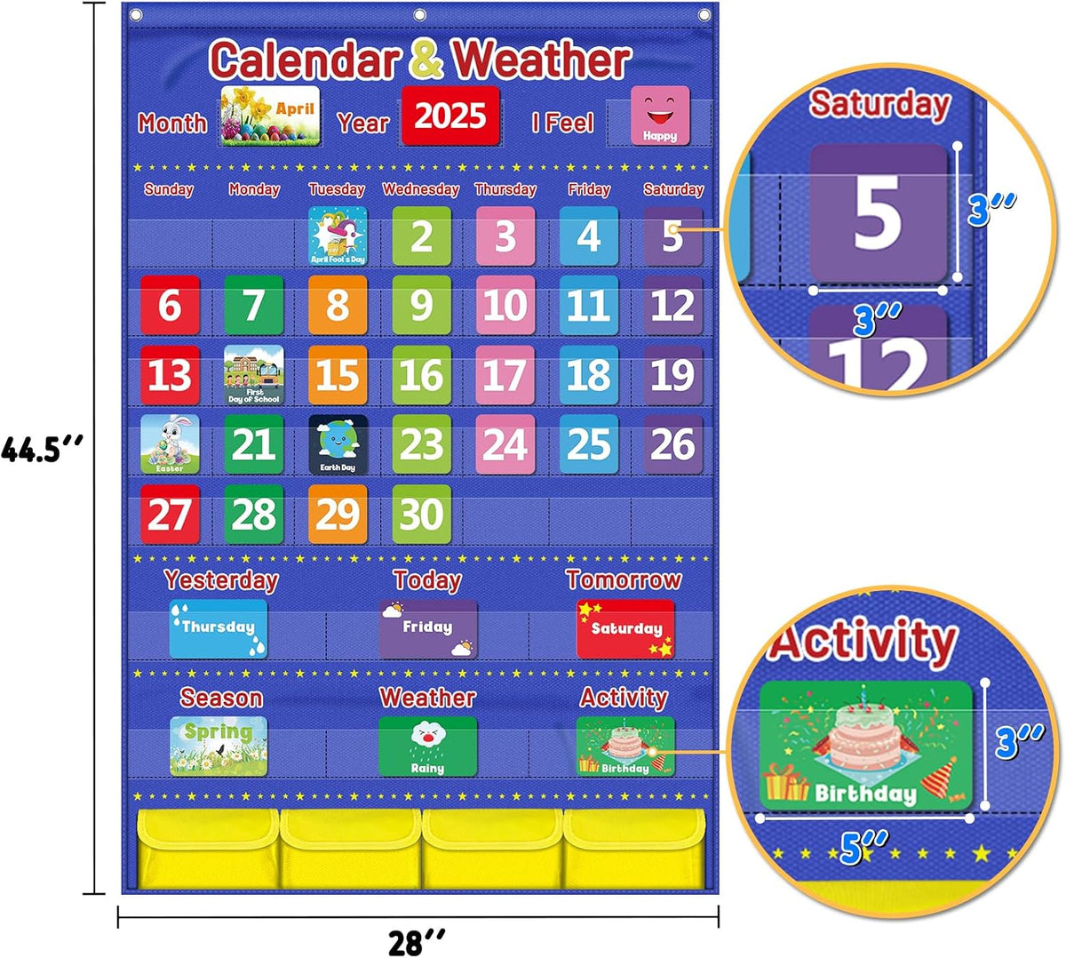 AKAYOK Classroom Calendar Pocket Chart