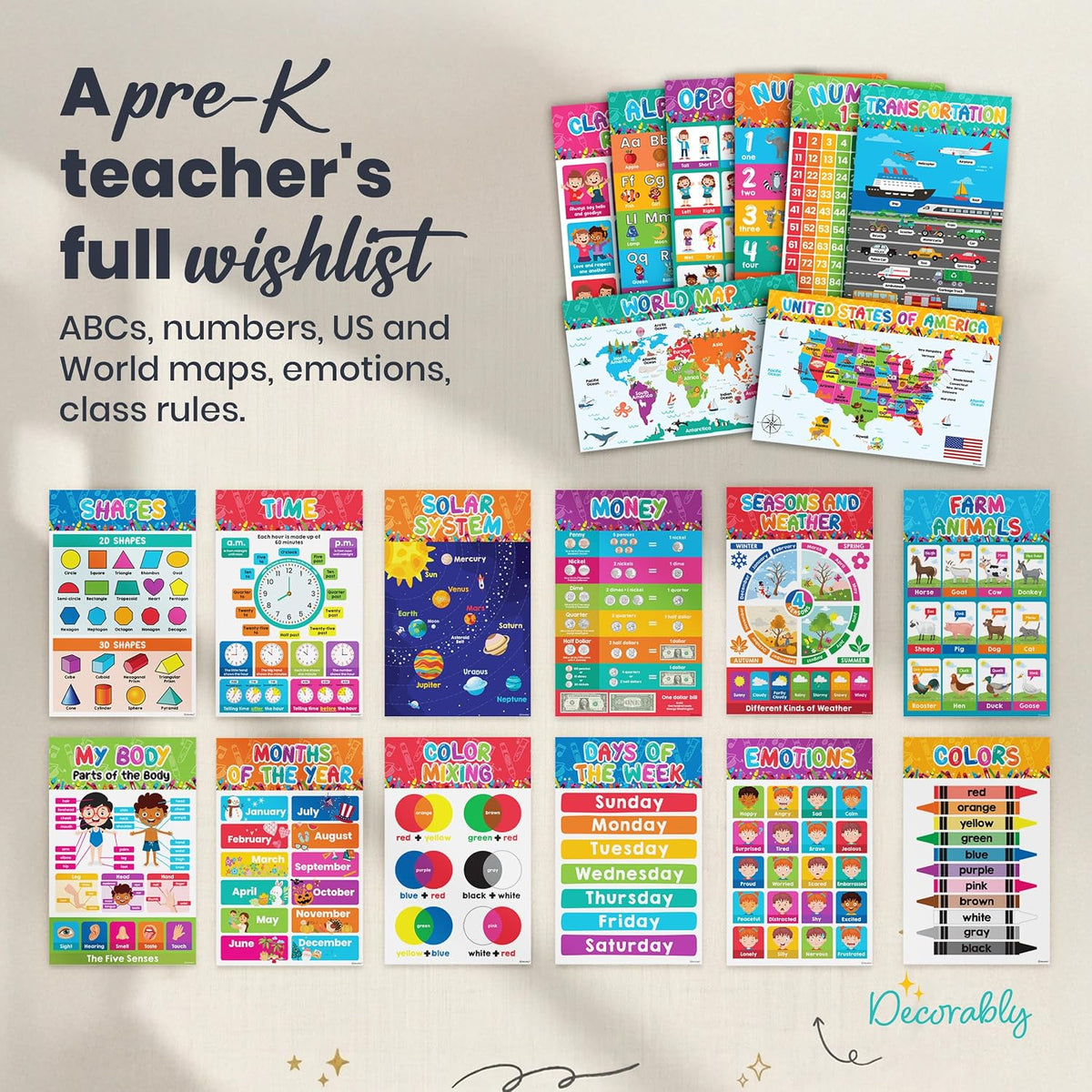 Decorably Preschool Learning Posters